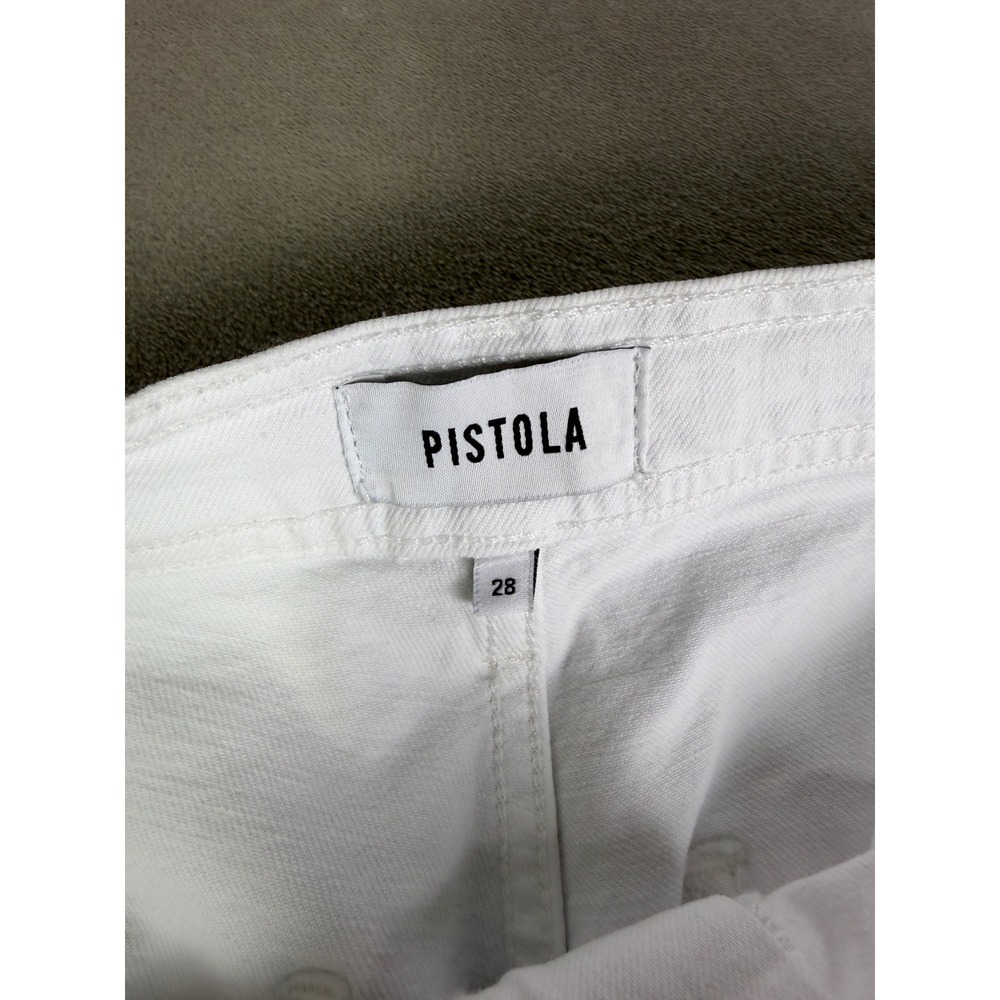 Pistola Snow White High Rise Wide Leg Cropped Raw Hem Jeans Size 28 Summer - Picture 6 of 14